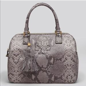 🔹️Tory Burch🔹️ THEA Tripple zip Python satchel  Purse w/ tory dustbag 🐍 ✨️🩶
